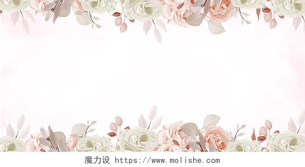 彩色卡通手绘玫瑰花38节妇女节女神节展板背景